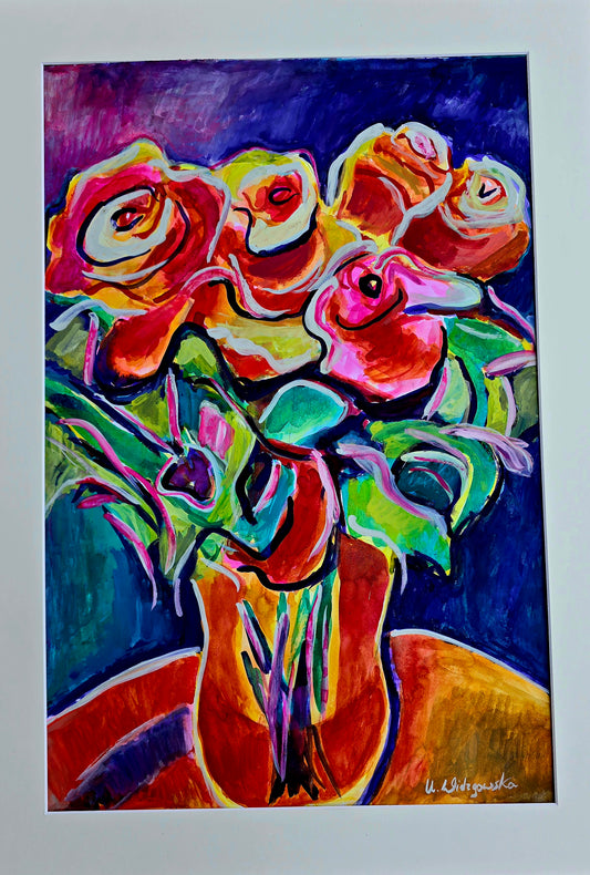 "Tanz der Rosen" – Aquarellmalerei, 50 x 70 cm